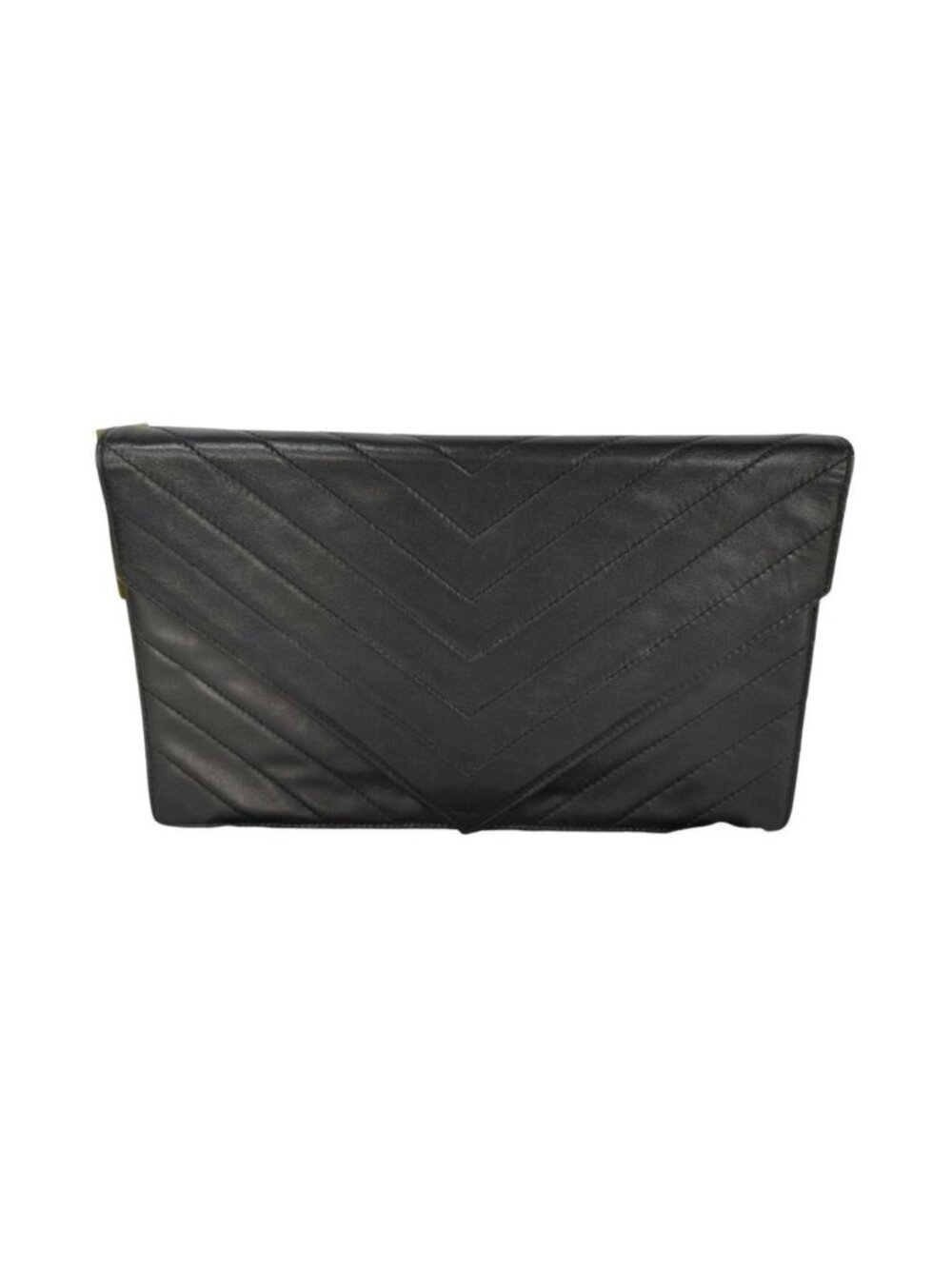 Saint Laurent Shoulder Bag V-stitch Chain Black Leather Gold